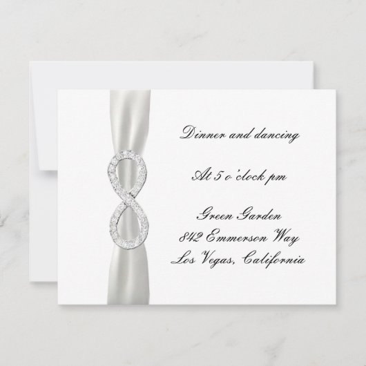 Diamond Infinity White Wedding Reception Card Einladung (Vorderseite)