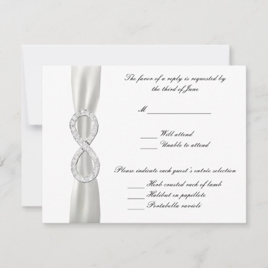 Diamond Infinity White Wedding Response Card RSVP Karte (Vorderseite)