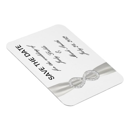 Diamond Infinity WhiteWedding Save the Date Magnet (Rechte Seite)