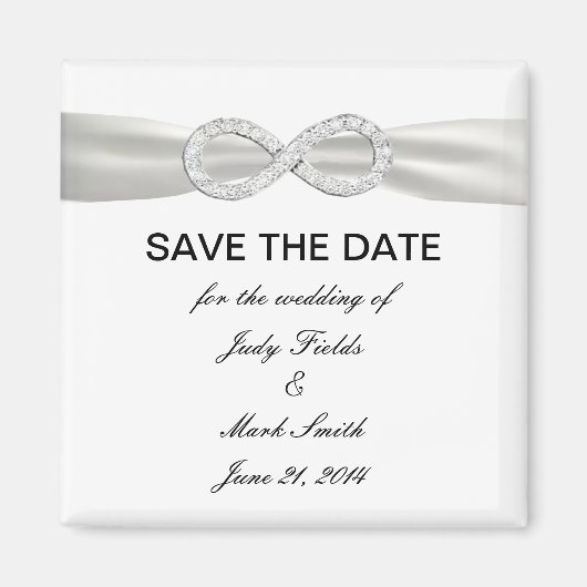 Diamond Infinity WhiteWedding Save the Date Magnet (Vorne)