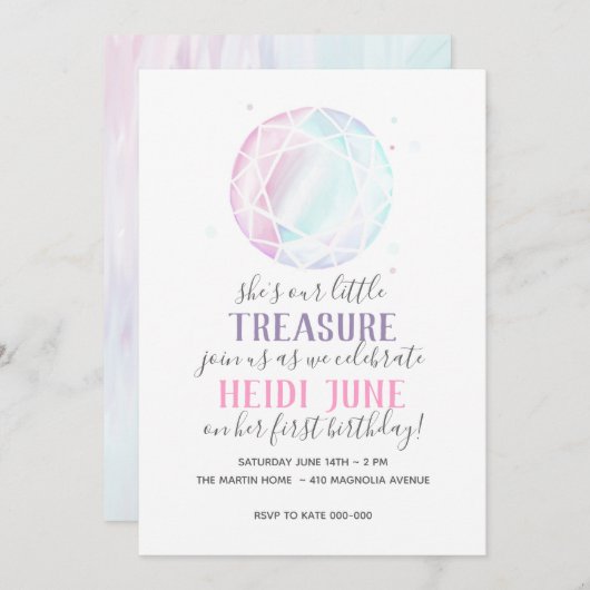 Diamond Jewel Einladung (Vorne/Hinten)