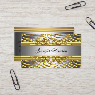 Diamond Jewel Zebra Gold auf Gold Silber Elegant Visitenkarte