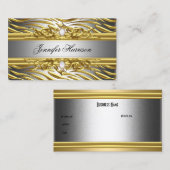 Diamond Jewel Zebra Gold auf Gold Silber Elegant Visitenkarte (Vorne/Hinten)
