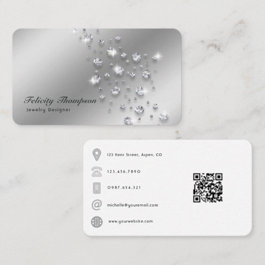 Diamond Jewelier Designer QR Code Visitenkarte (Vorne/Hinten)