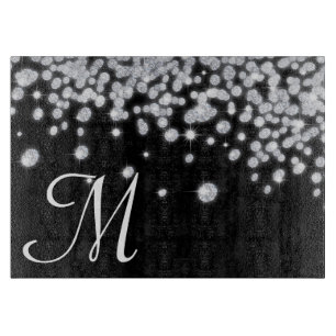 Diamond Jewels Jewelr Monogram Glas Cutting Board Schneidebrett