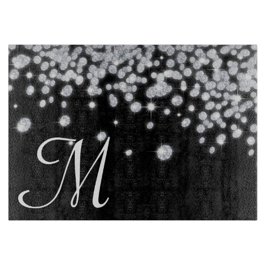Diamond Jewels Jewelr Monogram Glas Cutting Board Schneidebrett (Vorderseite)