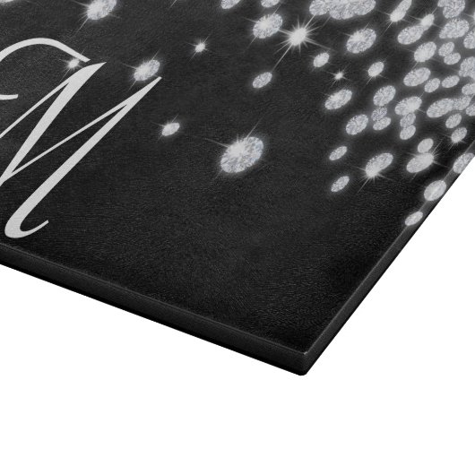 Diamond Jewels Jewelr Monogram Glas Cutting Board Schneidebrett (Ecke)