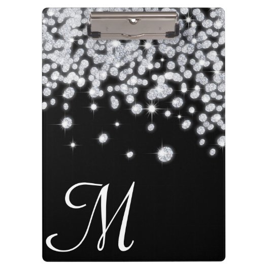 Diamond Jewels Jewelry Monogram Initial Clip Board Klemmbrett (Vorderseite)
