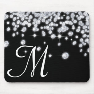 Diamond Jewels Jewelry Monogram Initial Mouse Pad Mousepad