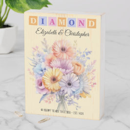 Diamond Jubiläum 60 Jahre Blume pfirsichen Holzkisten Schild