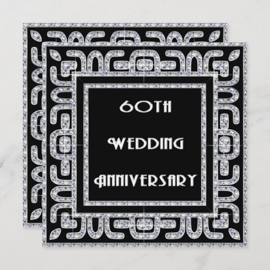 Diamond Jubilee 60. Hochzeitstag Einladung (Vorne/Hinten)