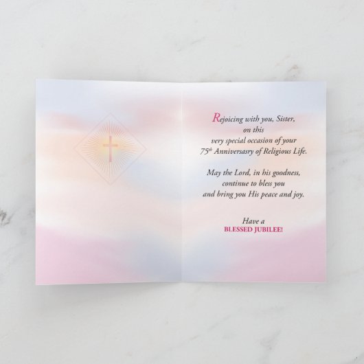 Diamond Jubilee, 75 Jahre als Nun Karte (Innenseite)