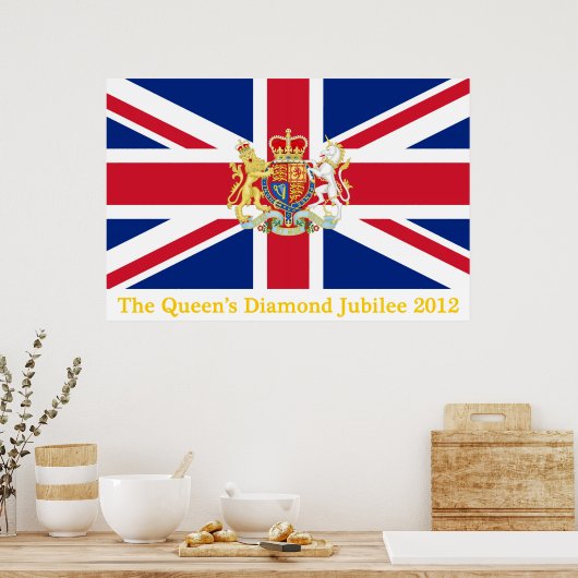 Diamond Jubilee Gewerkschaft Flag und Royal Wappen Poster (Küche)
