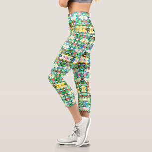 Diamond-Karierte Hochwal-Capri-Leggings Capri Leggings