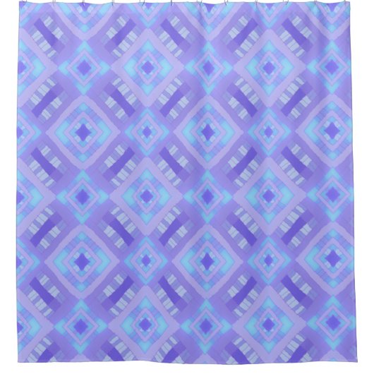 Diamond Karo Patchwork - Lavendel Turquoise 1 Duschvorhang (Vorderseite)