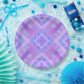 Diamond Karo Patchwork - Lilac Blue 1 Pappteller (Party)
