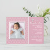 Diamond Lace Pink Foto Einladung (Stehend Vorderseite)