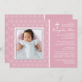 Diamond Lace Pink Foto Einladung (Vorne/Hinten)