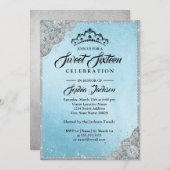 Diamond Lace Sparkle Blue 16 . Geburtstag Einladung (Vorne/Hinten)