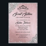 Diamond Lace Sparkle Pink Silver 16 . Geburtstag Einladung<br><div class="desc">Mehr Elegante 16 . Geburtstag Einladungen im Kleinen Bayleigh Store</div>