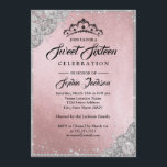 Diamond Lace Sparkle Pink Silver 16 . Geburtstag Einladung<br><div class="desc">Mehr Elegante 16 . Geburtstag Einladungen im Kleinen Bayleigh Store</div>
