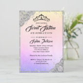 Diamond Lace Sparkle Rainbow 16 . Geburtstag Einladung (Stehend Vorderseite)