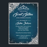 Diamond Lace Sparkle Tiara Blue Silver Sweet 16 Einladung<br><div class="desc">Mehr Elegante 16 . Geburtstag Einladungen im Kleinen Bayleigh Store</div>