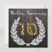 Diamond Laurel & Gold 10. Hochzeitstag Einladung (Vorderseite)
