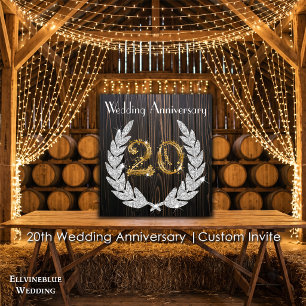 Diamond Laurel & Gold 20. Hochzeitstag Einladung