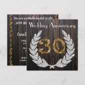 Diamond Laurel & Gold 30. Wedding Anniversary Inv Einladung (Vorne/Hinten)