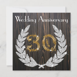 Diamond Laurel & Gold 30. Wedding Anniversary Inv Einladung