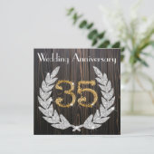 Diamond Laurel & Gold 35. Wedding Anniversary Inv Einladung (Stehend Vorderseite)