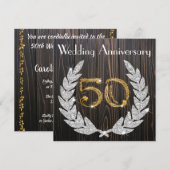 Diamond Laurel & Gold 50. Wedding Anniversary Inv Einladung (Vorne/Hinten)