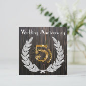 Diamond Laurel & Gold 5th Wedding Anniversary Inv Einladung (Stehend Vorderseite)