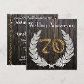 Diamond Laurel & Gold 70. Wedding Anniversary Inv Einladung (Vorne/Hinten)