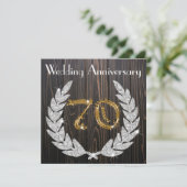 Diamond Laurel & Gold 70. Wedding Anniversary Inv Einladung (Stehend Vorderseite)