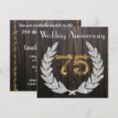 Diamond Laurel & Gold 75. Wedding Anniversary Inv Einladung (Vorne/Hinten)