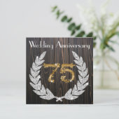 Diamond Laurel & Gold 75. Wedding Anniversary Inv Einladung (Stehend Vorderseite)