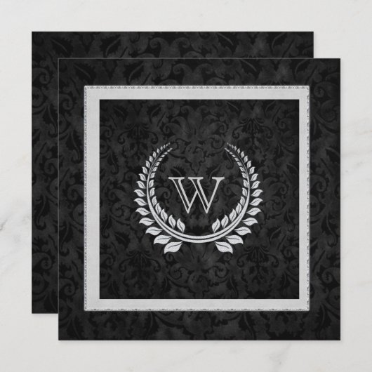 Diamond Laurel Leaf mit Monogram Einladung (Vorne/Hinten)