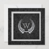 Diamond Laurel Leaf mit Monogram Einladung (Vorderseite)