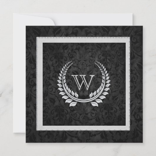 Diamond Laurel Leaf mit Monogram Einladung (Vorderseite)