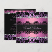 Diamond Lila/Pink Sweet16 Geburtstag einladen Einladung (Vorne/Hinten)