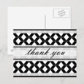 Diamond Lines Vielen Dank Damask Black and White Postkarte (Vorne/Hinten)