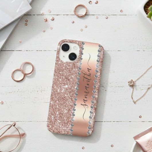 Diamond Look Glitzer Kalligraphie Name Rose Gold Case-Mate iPhone Hülle