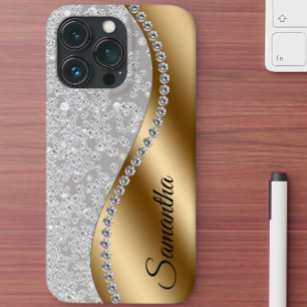 Diamond Look Gold Metal Personalisiert Glam Case-Mate iPhone Hülle
