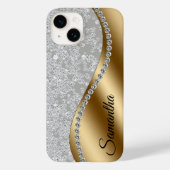 Diamond Look Gold Metal Personalisiert Glam Case-Mate iPhone Hülle (Rückseite)