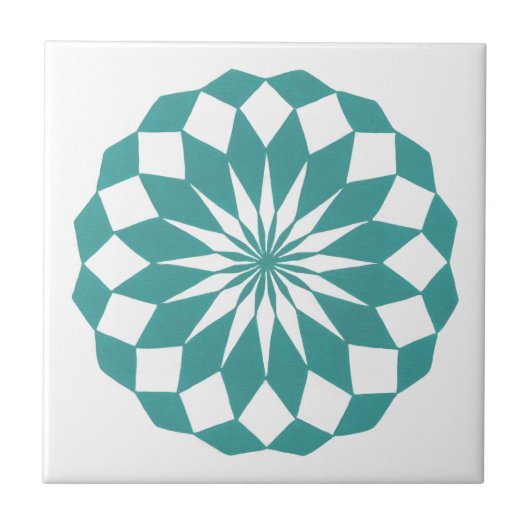 Diamond Mandala, Aquamarin türkisfarbener Tile Tri Fliese (Vorderseite)