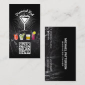 Diamond Martini-Glaslogo | QR-Code Visitenkarte (Vorne/Hinten)