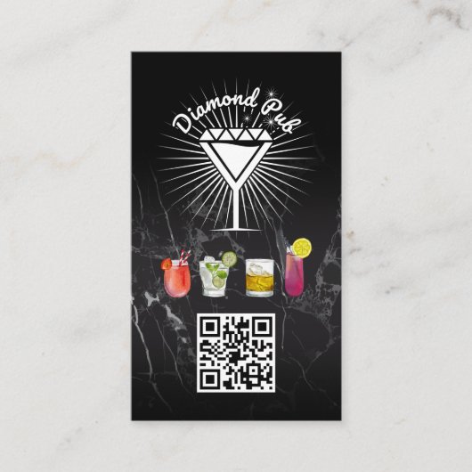 Diamond Martini-Glaslogo | QR-Code Visitenkarte (Vorderseite)