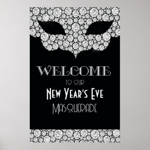 Diamond Masquerade Begrüßungszeichen für Neujahr Poster